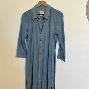 Guess denim side slit maxi dress